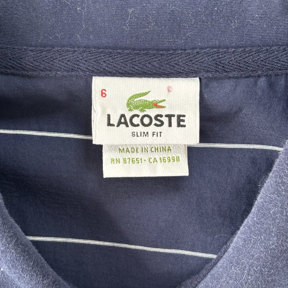 Lacoste Short Sleeve Shirt Polo Slim Fit Stripe Blue CH4966 Mens Size 6 Preppy - Picture 10 of 14
